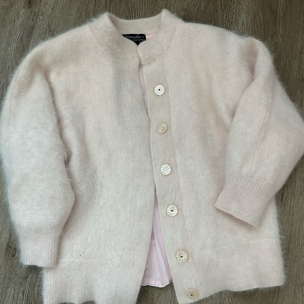 Baby Pink Vintage Venesha Angora fuzzy sweater